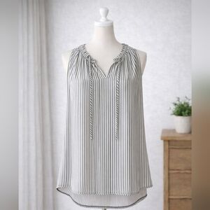 L/XL Ann Taylor Black and White Striped Blouse